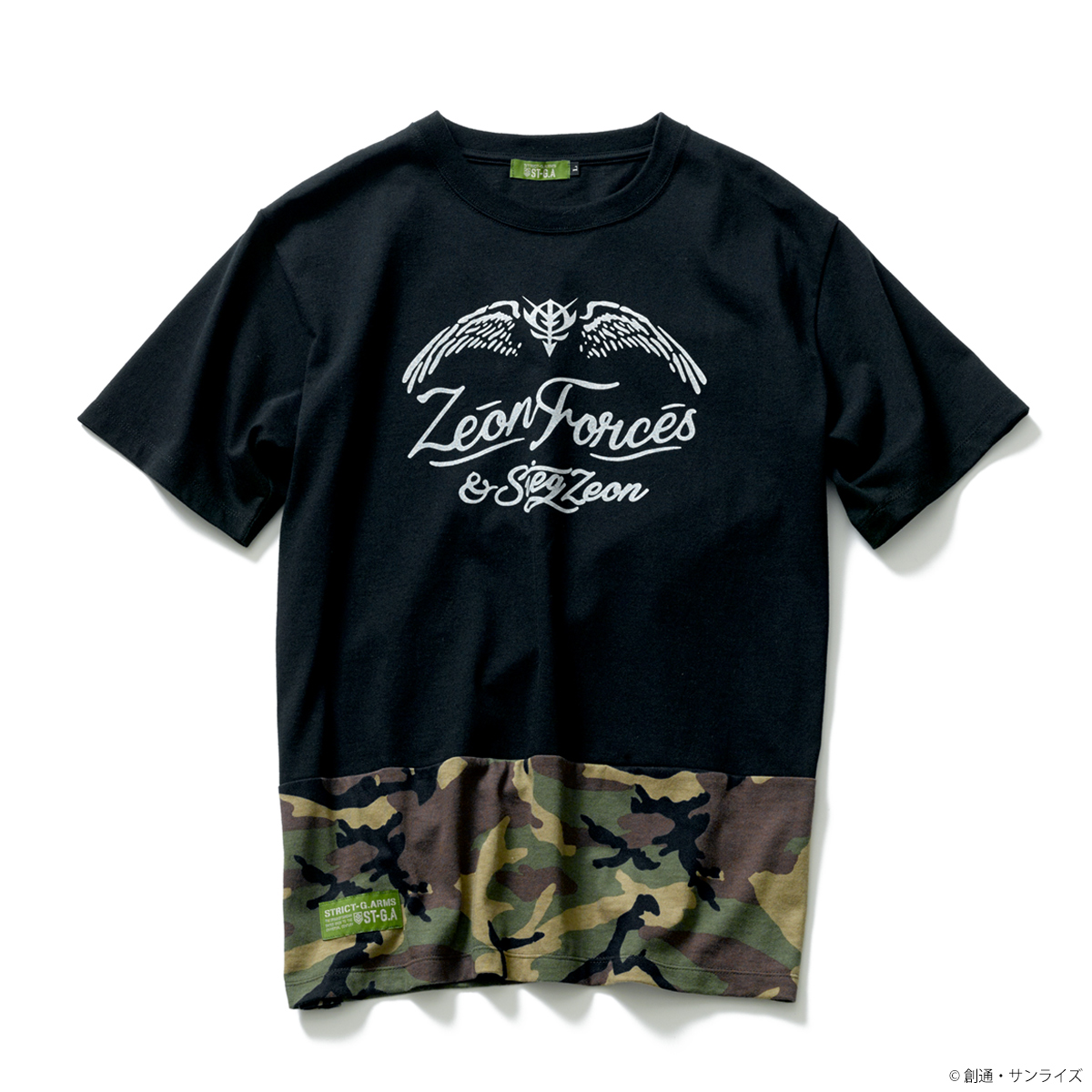 STRICT-G.ARMS『機動戦士ガンダム』 カモフラージュ裾切替Tシャツ ZEON FORCES