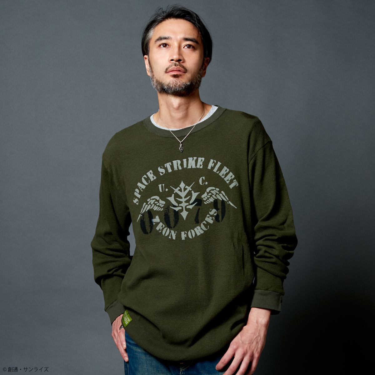 STRICT-G.ARMS『機動戦士ガンダム』 ワッフル長袖Tシャツ ZEON FORCES柄