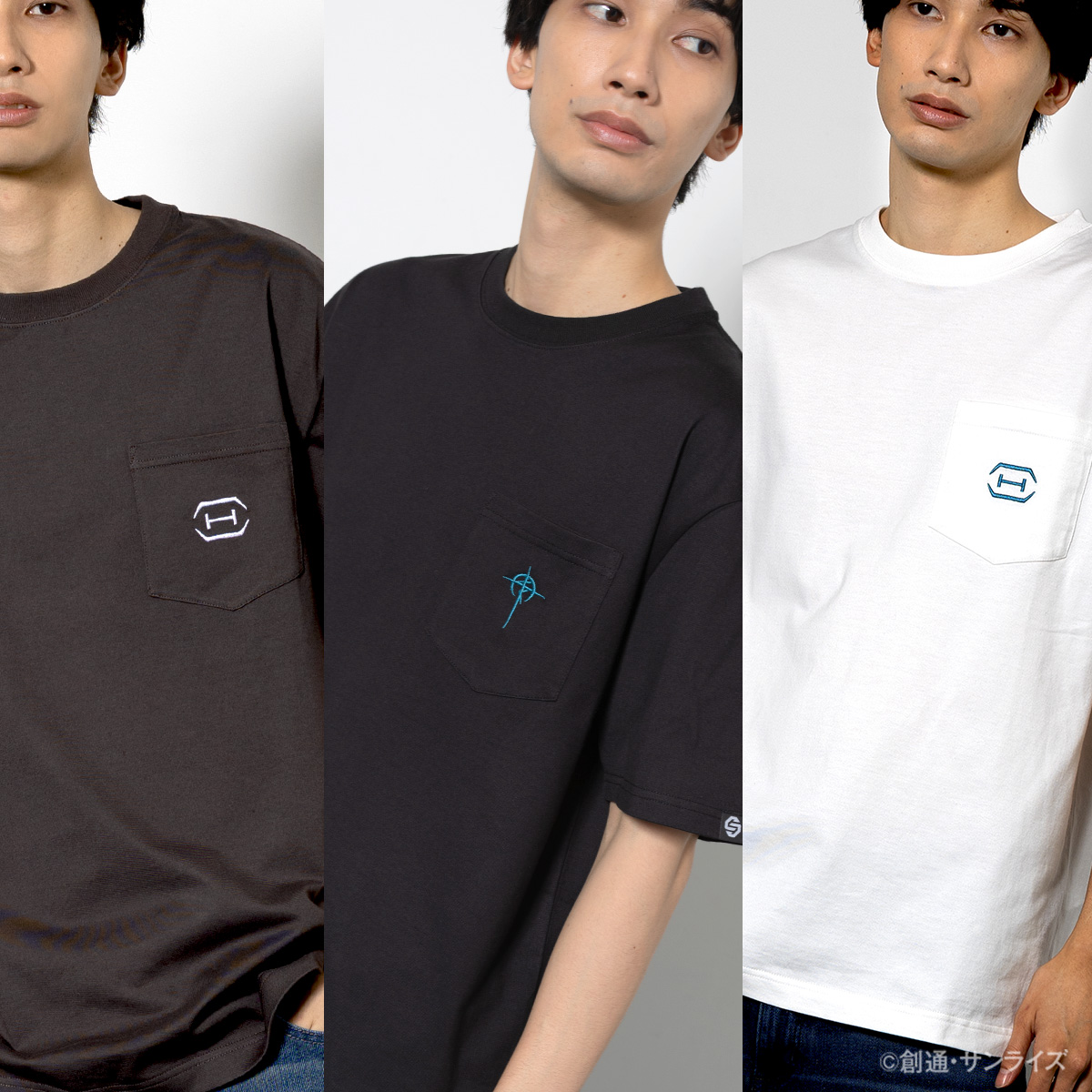 STRICT-G BASIC『機動戦士ガンダム 閃光のハサウェイ キルケーの魔女』ポケット付き刺繍Tシャツ Ξ(クスィー)ガンダム ホワイト